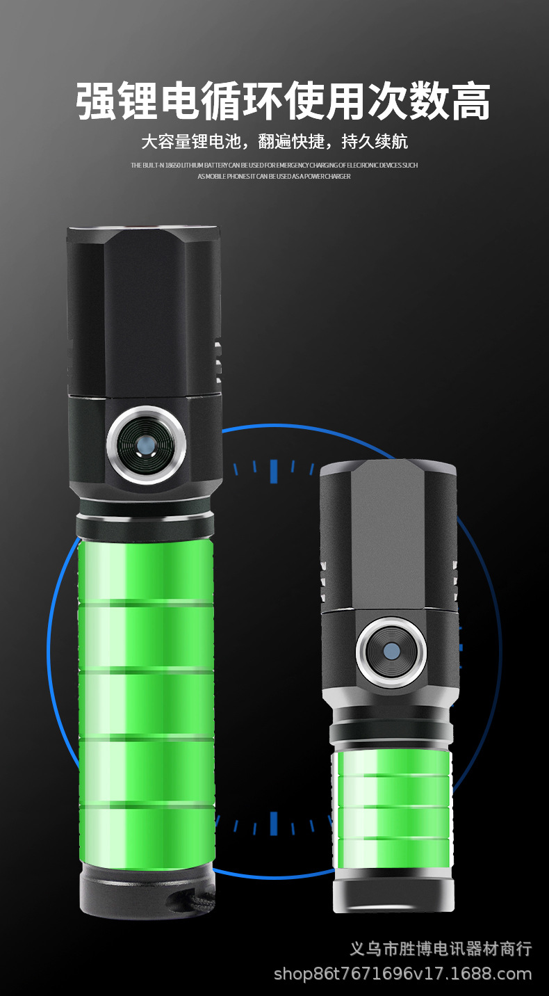 Cross-border P50 multi-functional high-intensity flashlight Mini Zoom long-range Outdoor Lighting Flashlight Type-C Charging pic 9