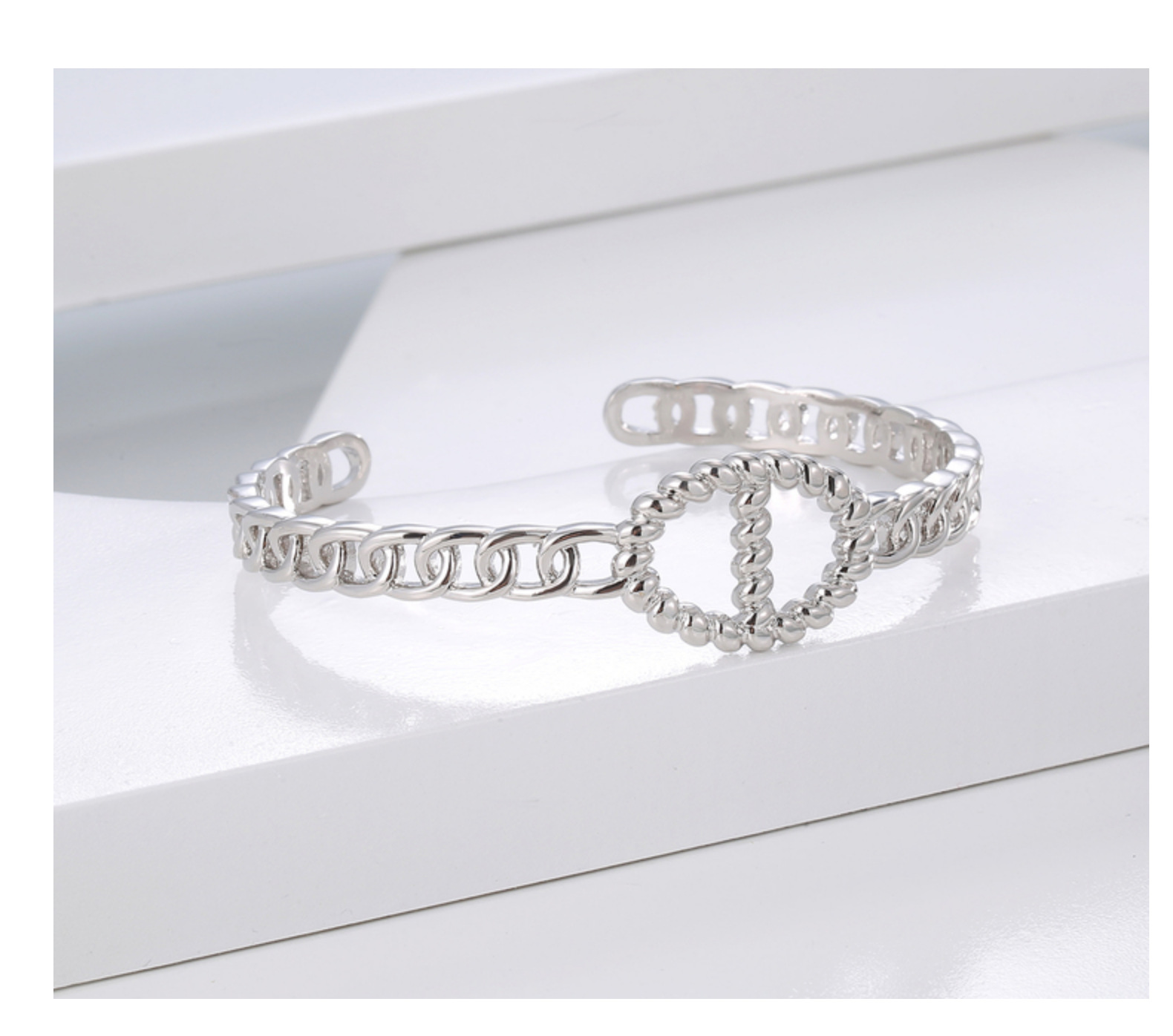 时尚OL高定品质镂空猪鼻造型开口手镯轻奢优雅百搭气质手饰批发详情14