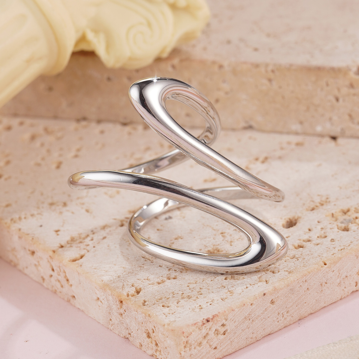 简约金属电镀跨境花朵时尚流苏耳环拉丝金银戒指夸张设计长款耳饰详情21