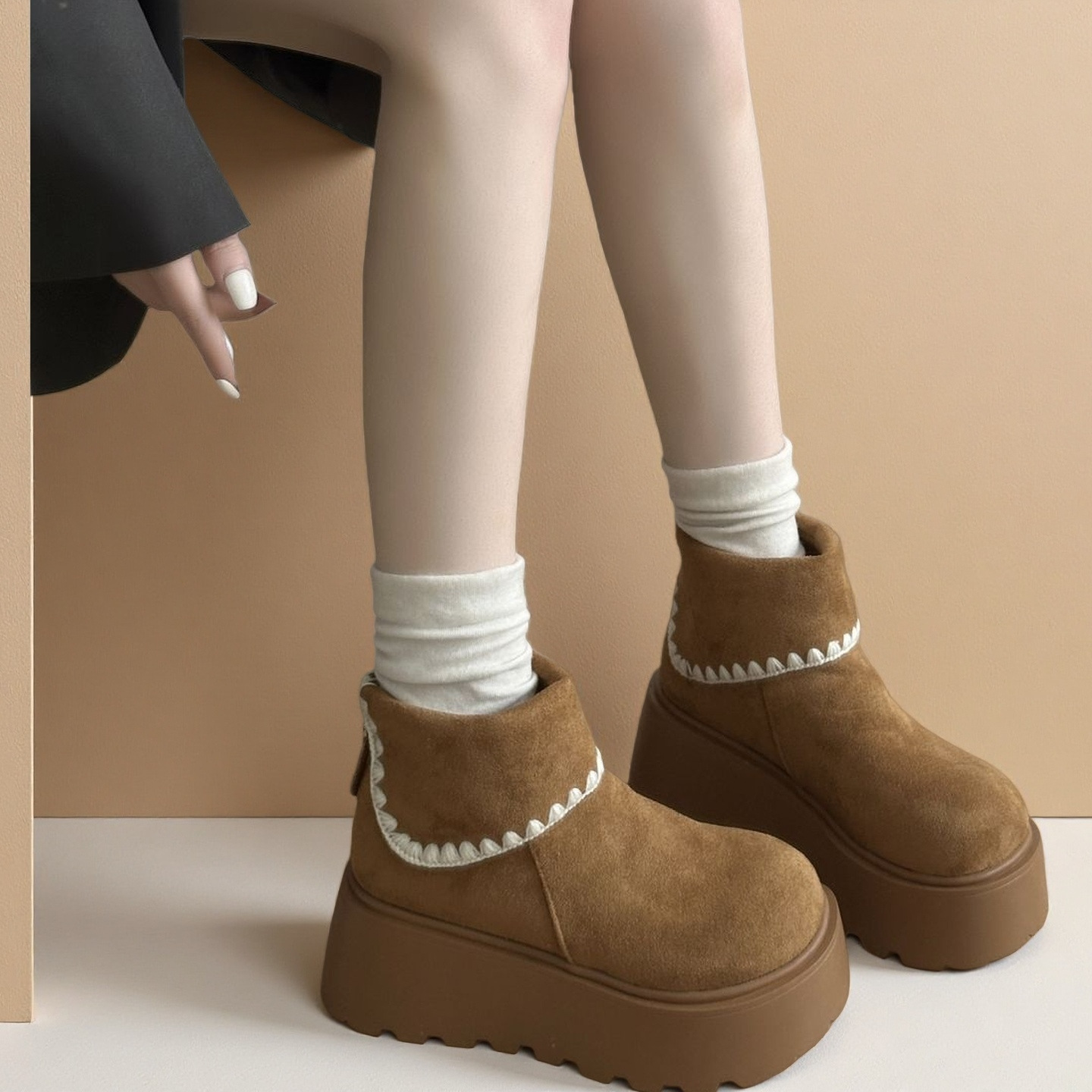 增高雪地靴2025秋冬新款松糕保暖马丁靴复古外穿时尚百搭短筒靴详情7