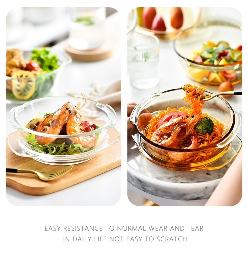 Household transparent high borosilicate glass heat-resistant crystal cooker with lid, microwave oven, oven glass bowls and plates, rice baking trays pic 13