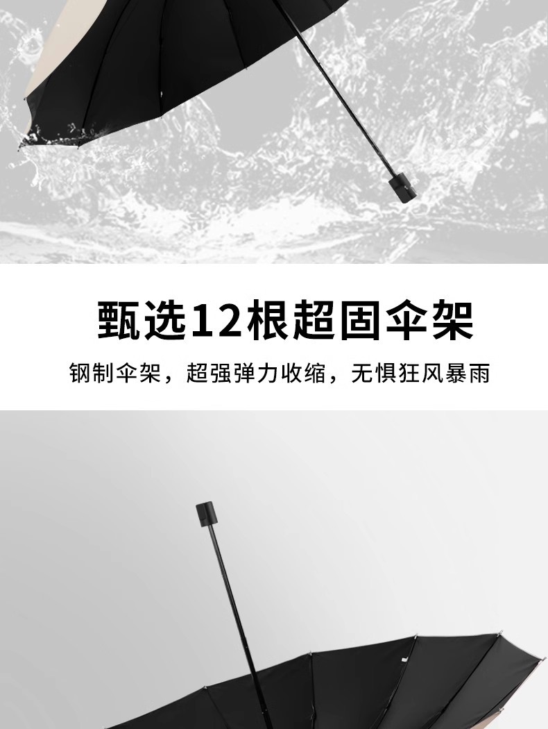 加固大号晴雨伞男女防风防水便携双人折叠伞学生加大批发黑胶款详情4