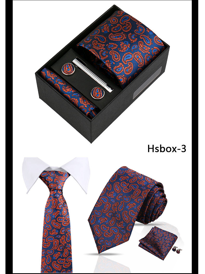 男士商务佩斯利领带口袋巾礼盒套装结婚礼服红色7.5cm手工打结领带配饰详情5