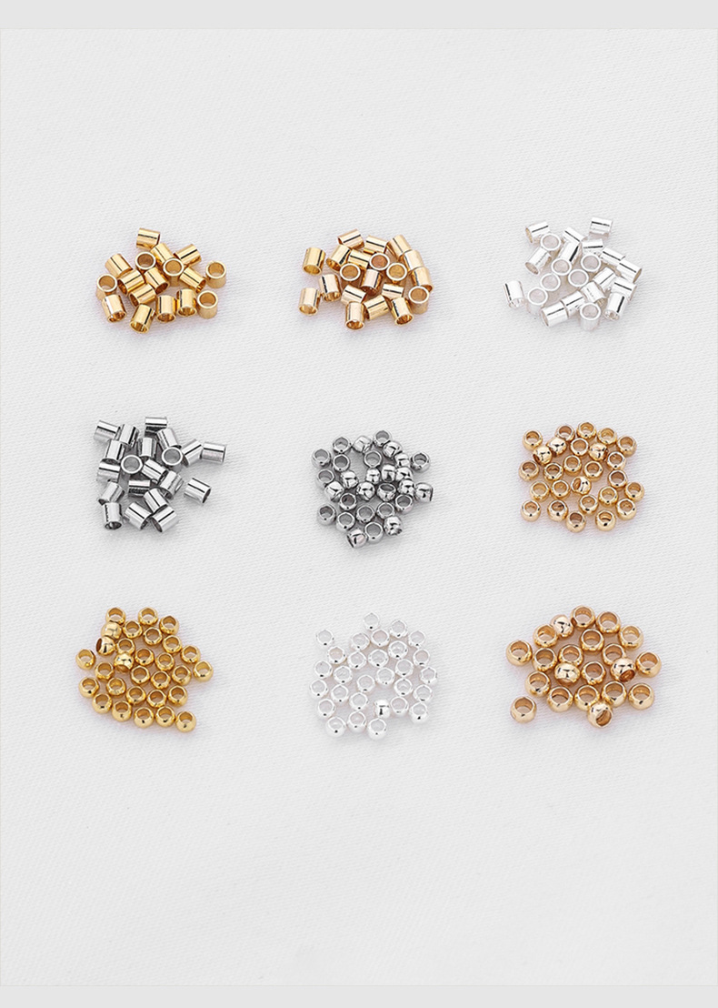 Factory direct sales of copper-plated 18k gold positioning beads, thick silver clamped flat handmade diy bracelet jewelry accessories, positioning tubes wholesale pic 7