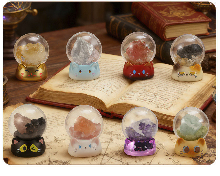Cute cartoon cat Jingjing Crystal Blind box, creative crystal ball design, desktop decoration gift, gift decoration blind box pic 9