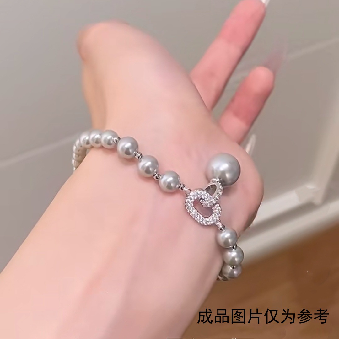 轻奢时尚珍珠长方形吊坠项链小众高级感简约百搭锁骨链扣详情4