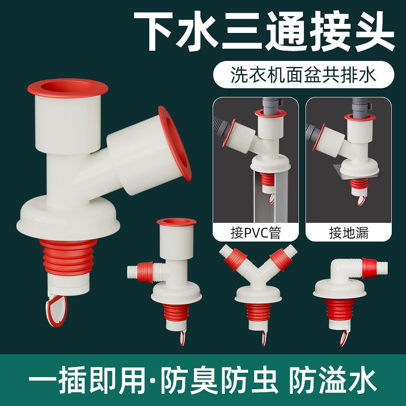 洗衣机下水管防漏分水器y型三通排水管厨房通用型防溢接头二合一详情1
