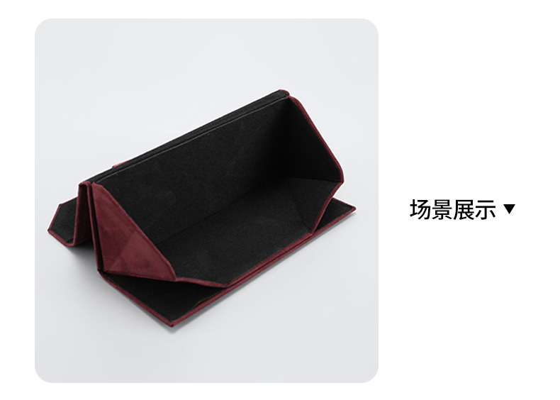 新款毛绒眼镜盒布标拉手三角折叠眼镜盒创意抗压太阳镜盒批发详情18