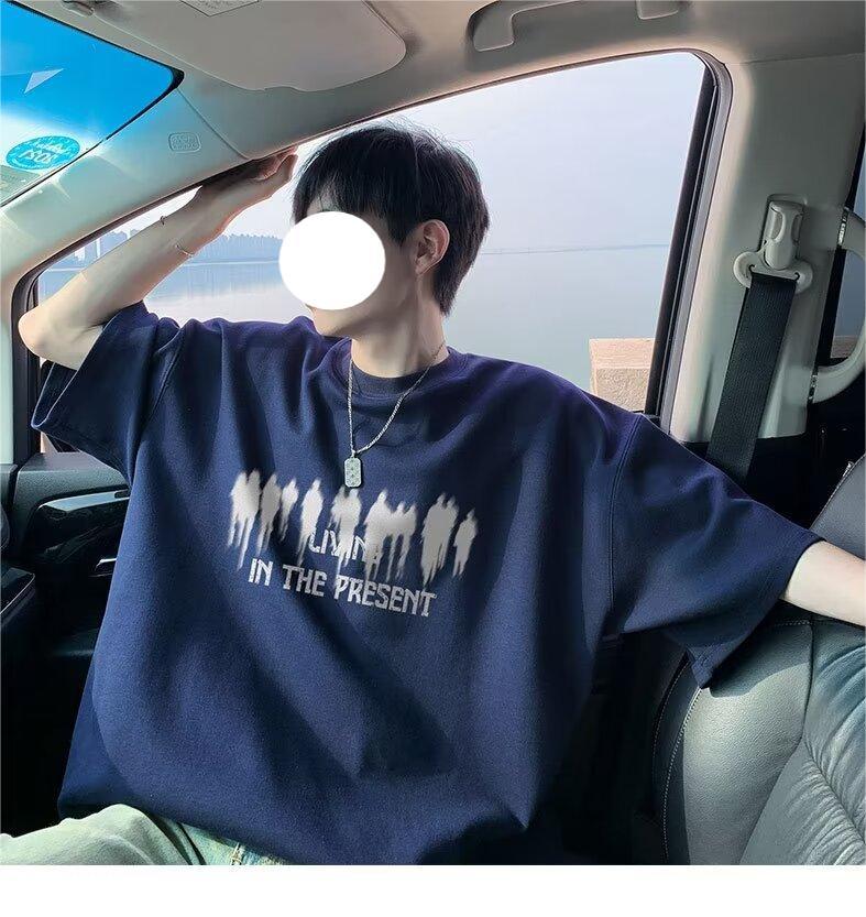新款短袖t恤男夏季韩版潮流简约半袖上衣港风宽松休闲潮牌印花t恤详情7