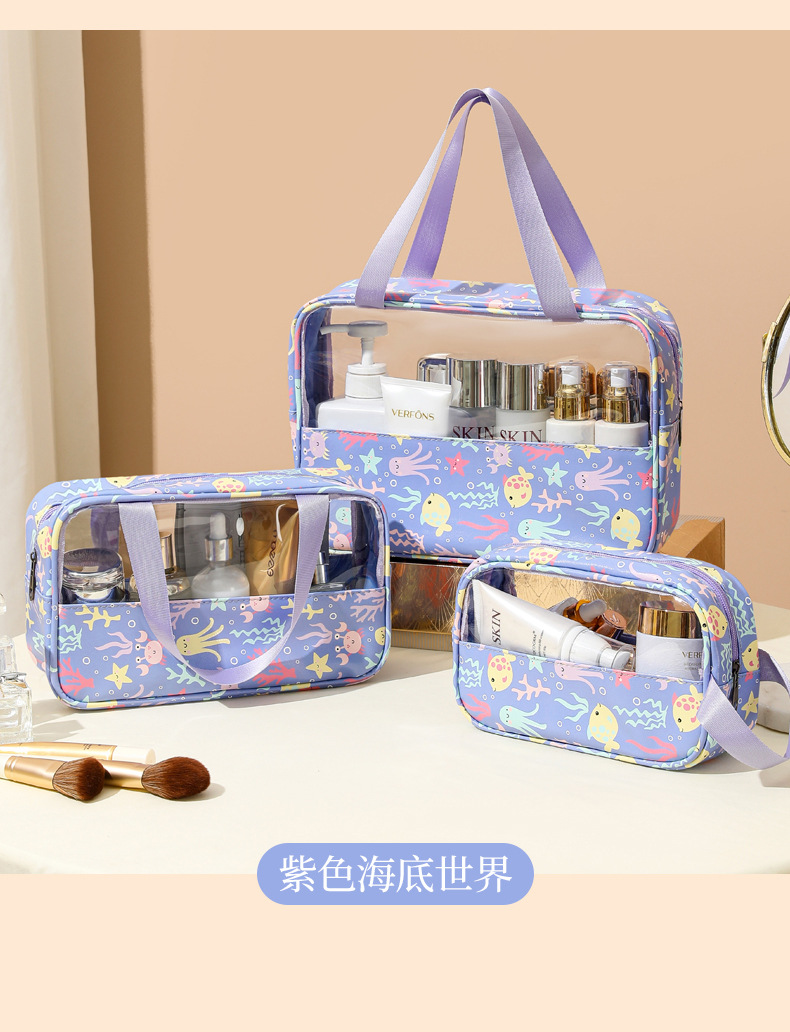 印花透明化妆包防水拼接洗漱包大容量旅行收纳袋手提便携式收纳包详情17