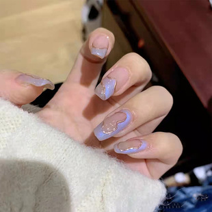 Wearable nail stickers, ballet nails, ice-transparent, shiny cloud nail plates, artificial nails, detachable finished nail pic 32