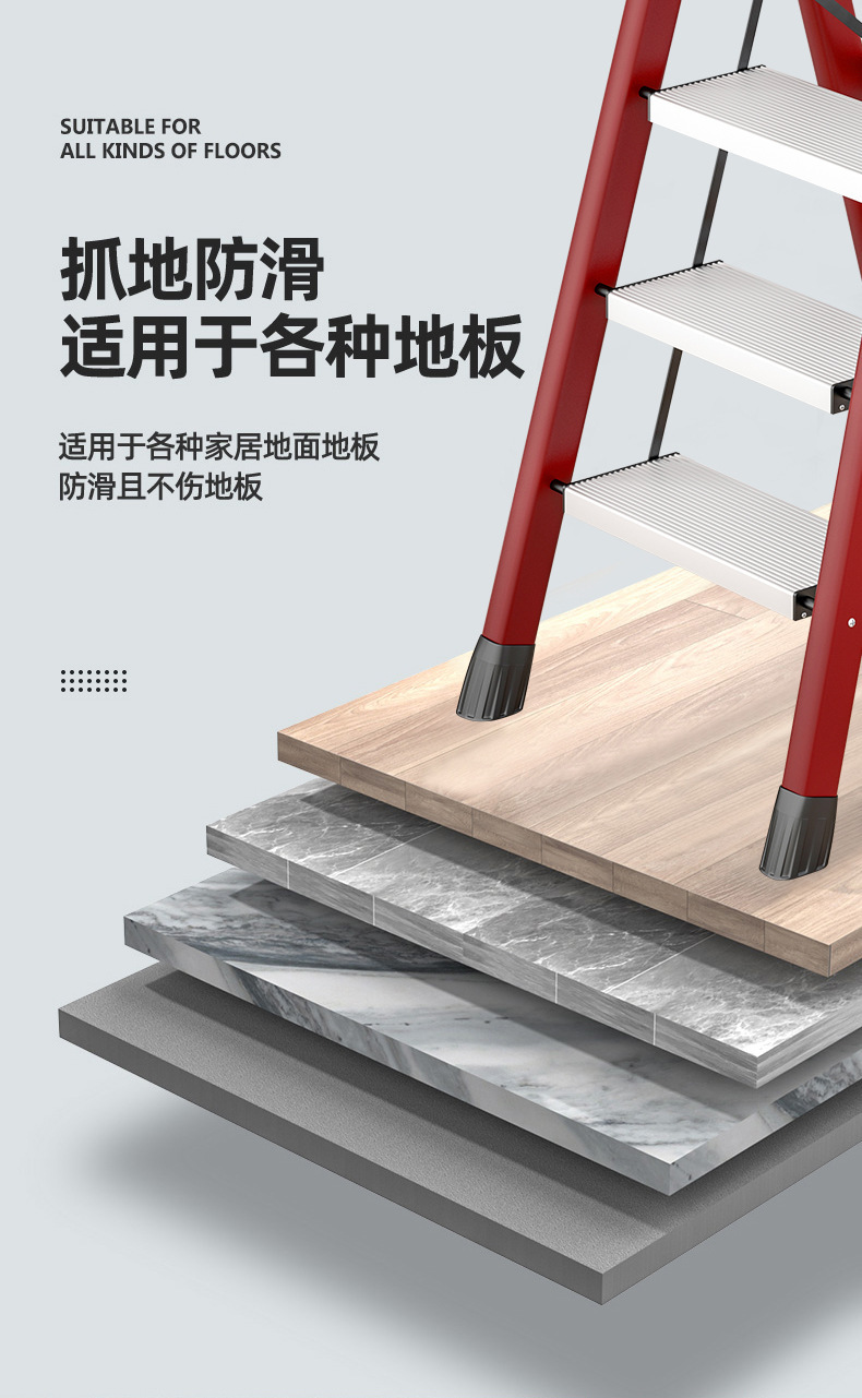 家用折叠梯室内加厚人字梯多功能楼梯铝合金踏板四五步梯登高梯子详情20