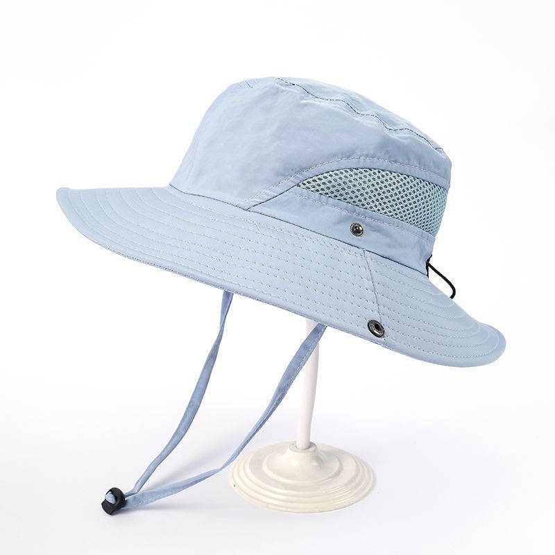 Best-selling solid-color glossy fisherman hats, parent-child style, large-brimmed sunshade, quick-drying, waterproof fabric mountaineering hats, and adult hats in foreign trade pic 6