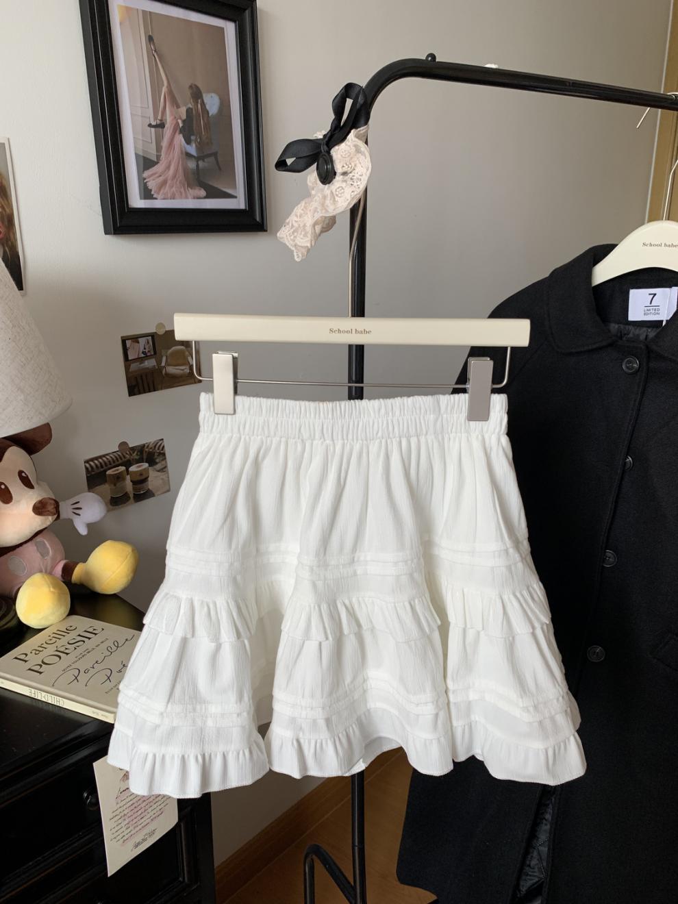 白色芭蕾风蛋糕半身裙女秋冬高腰显瘦松紧腰A字裙蓬蓬百搭短裙子详情21