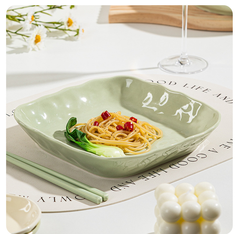 Underglaze French cream-style ceramic bowl and plate set, high appearance level, simple soup bowl, home 2025 new style pic 19