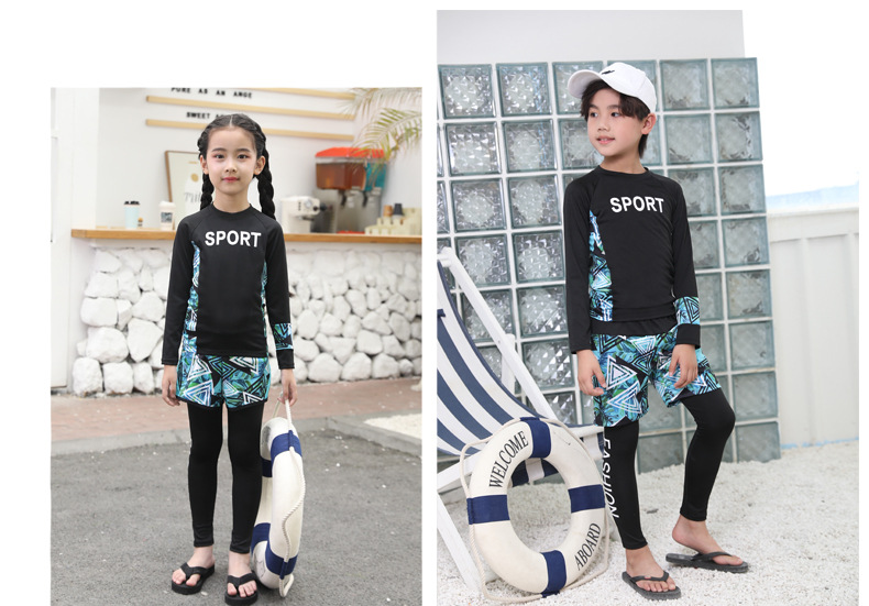 儿童泳衣男童长袖防晒速干游泳套装女童宝宝潜水服亲子冲浪服批发详情6