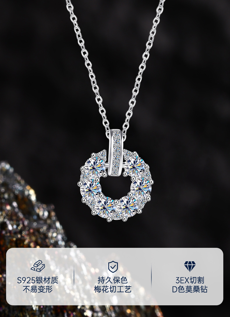 Baojia Full Diamond Small round Brand necklace for Women, simple and versatile collarbone chain jewelry manufacturer, in stock S925 sterling silver moissanite pic 1