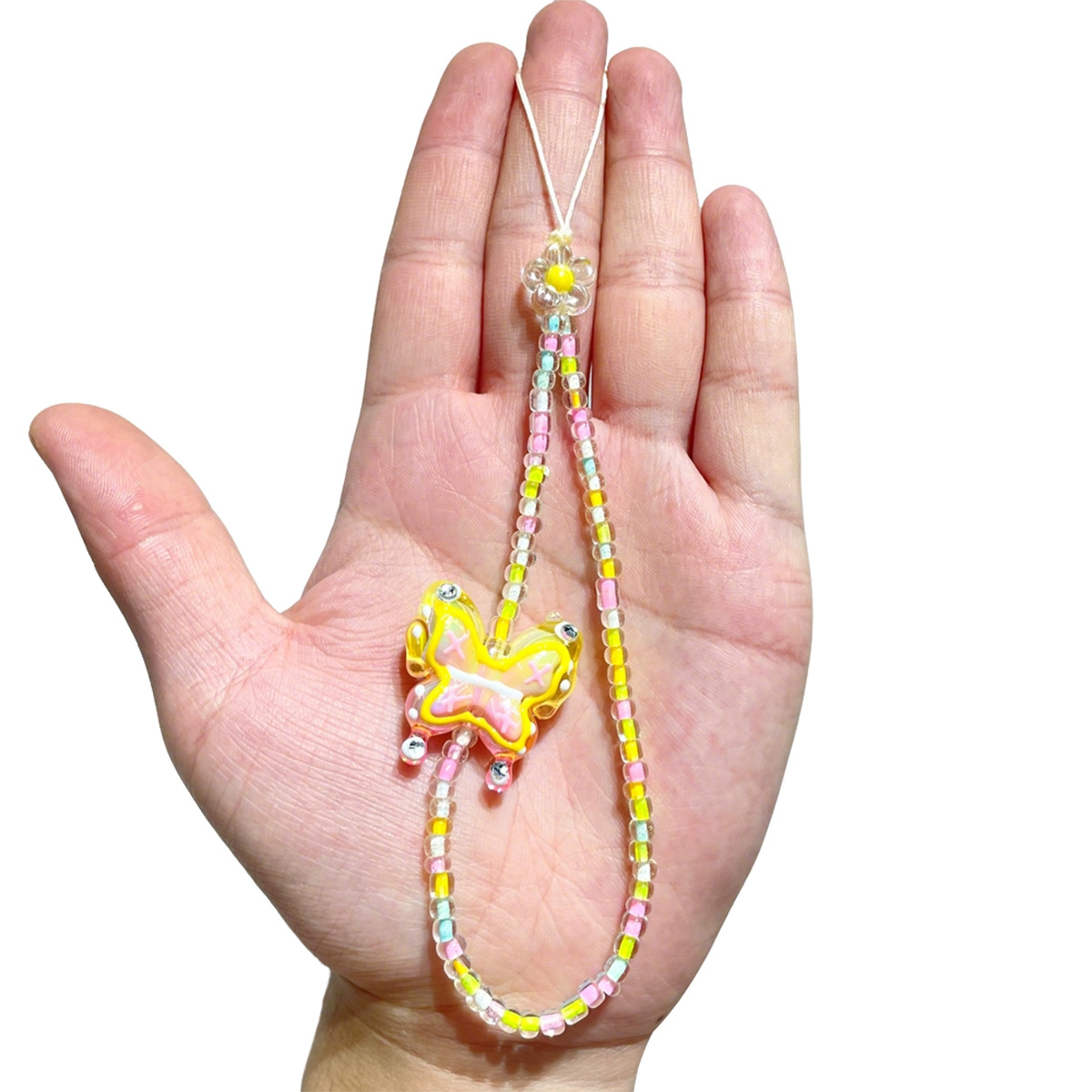 Gradient color-blocking cartoon beaded mobile phone chain, cute 3D doll hand-painted pendant, girlish Ins-style ccd pendant pic 7