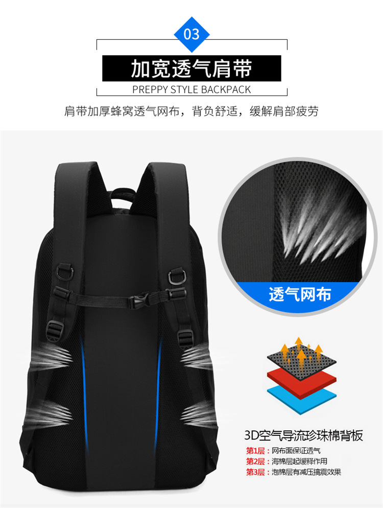 Cross-border LOGO printable backpacks for men, large-capacity waterproof travel, business trips, business computers, travel backpacks for men pic 7