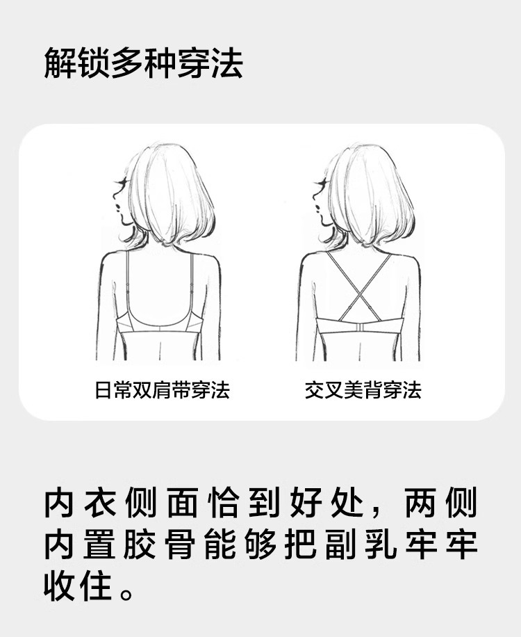 内衣女士无痕大胸显小胸聚拢薄款文胸一片式固定舒适无钢圈胸罩女详情20