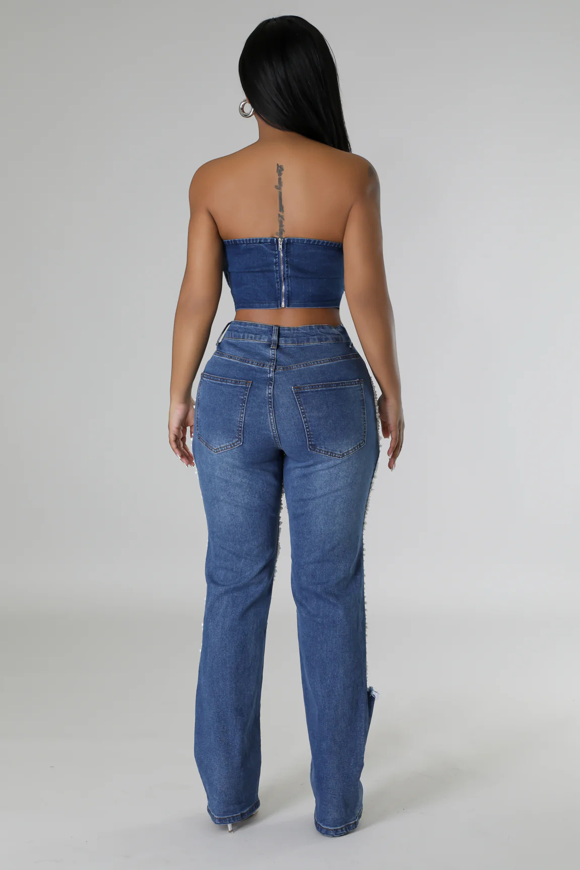 INS amazon aliexpress europa y Estados Unidos crossover 2026 big broach jeans mujer cadena de cuentas cadena colgante accesorios pantalones de corte recto pic 16