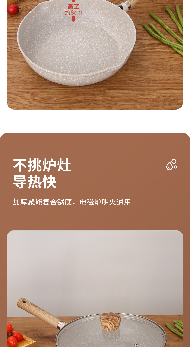 铝合金炒锅不粘锅家用炒菜锅加厚白色少烟平底锅电磁炉燃气灶适用详情7