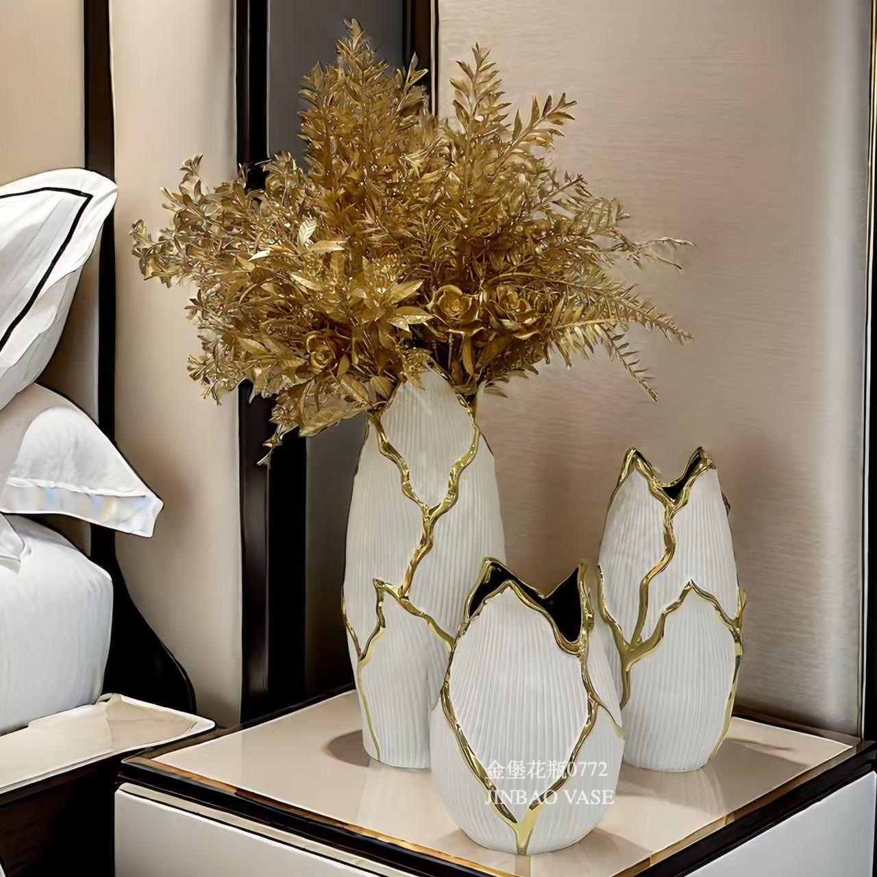 Nordic creative ceramic vases, rotating aesthetic ornaments, high-end living room entrance hall tabletop, dining table, dried flower decorations pic 3