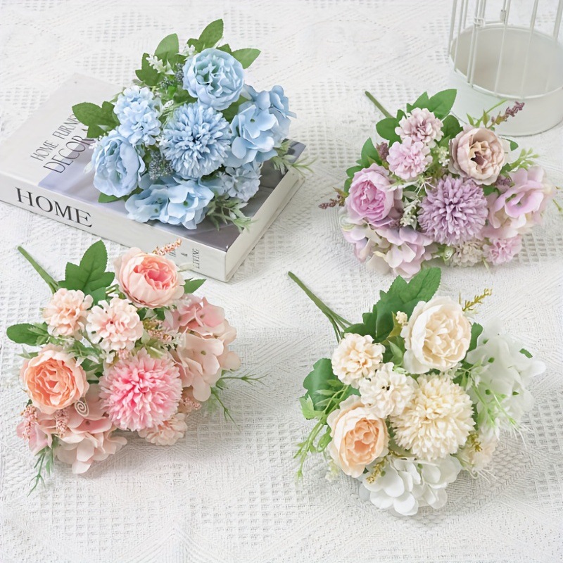 7叉组合花 仿真花小把束绢花绣球花组合绢花手捧花束家居装饰批发详情13