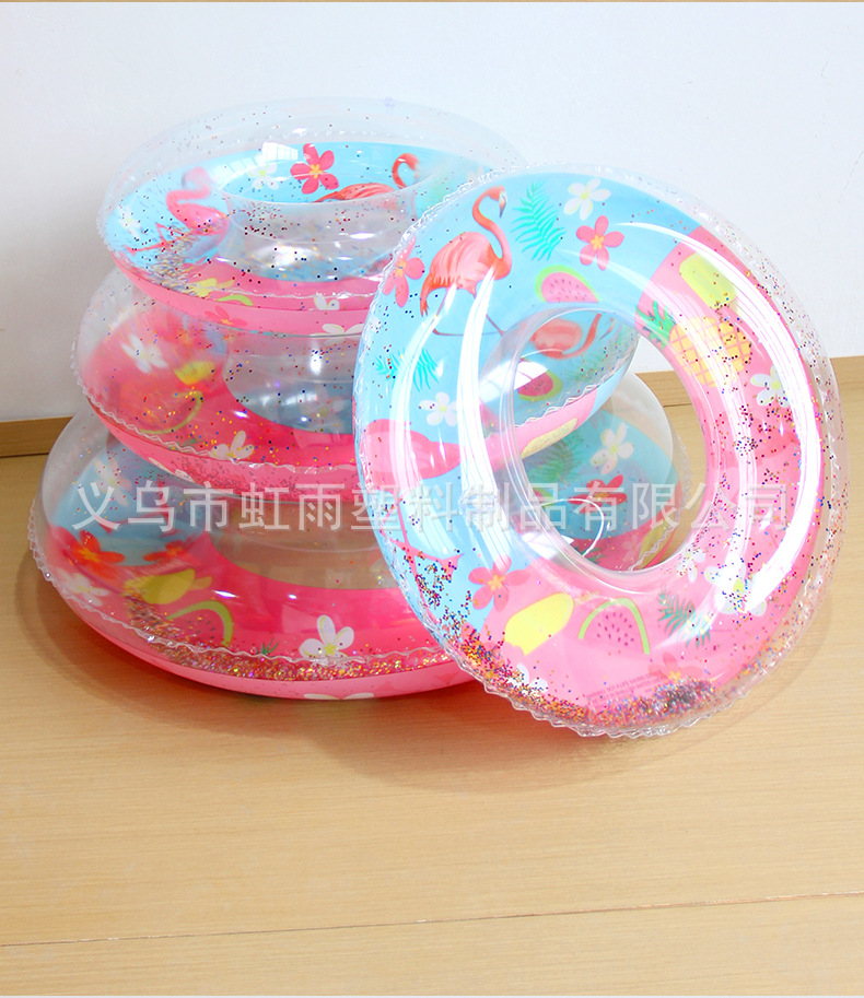 虹雨充气火烈鸟亮片泳圈儿童卡通腋下圈批发加厚亮片游泳圈网红款详情8