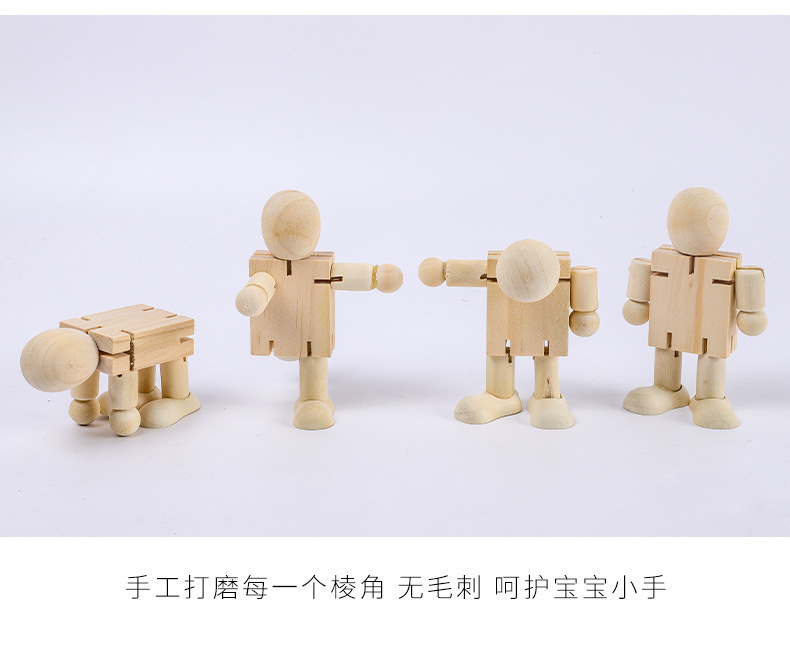 木质白胚机器人DIY上色木质摆件创意大童玩具小学幼儿园木质详情4