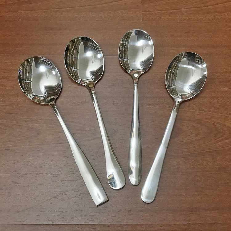 不锈钢圆勺 家用吃饭勺子调羹饭店拌饭勺喝汤勺多用餐勺圆头勺子详情2