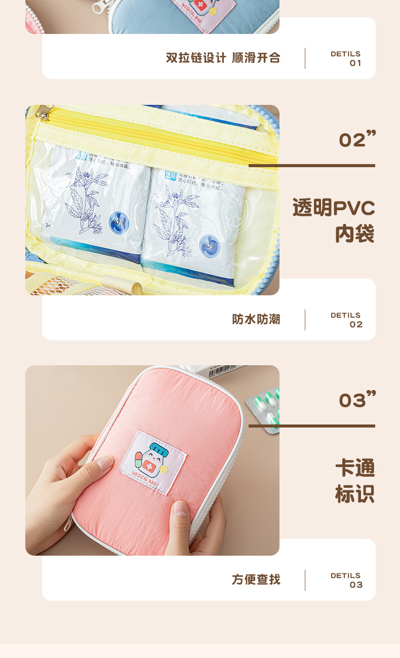 新款防水药包云朵感尼龙医疗包随身便携急救包药片药品应急收纳袋详情16