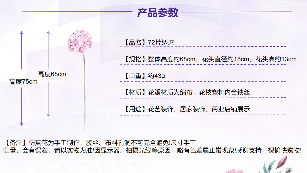 72片绣球花头仿真花假花婚礼布置装饰布场路引花墙摆设氛围布景详情3