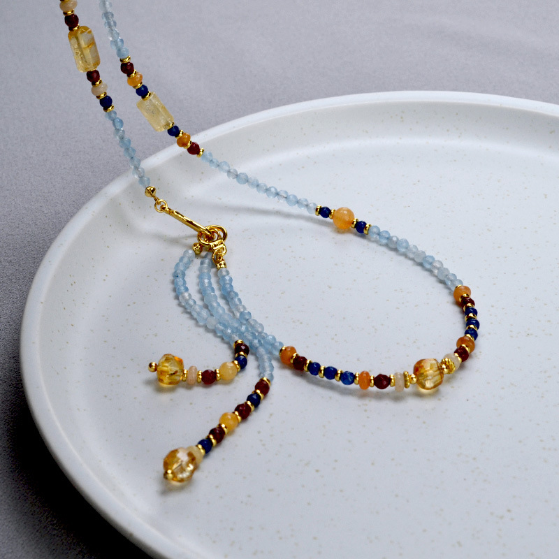 设计师原创中国风小众复古真石串珠流苏可拆卸一款多戴项链毛衣链详情13