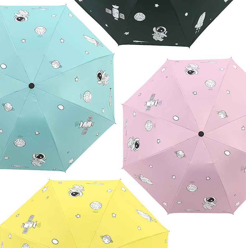 Black rubber sun protection, UV protection, sunshade, folding, all-weather and cute umbrella, can be printed with logo advertising umbrella pic 20
