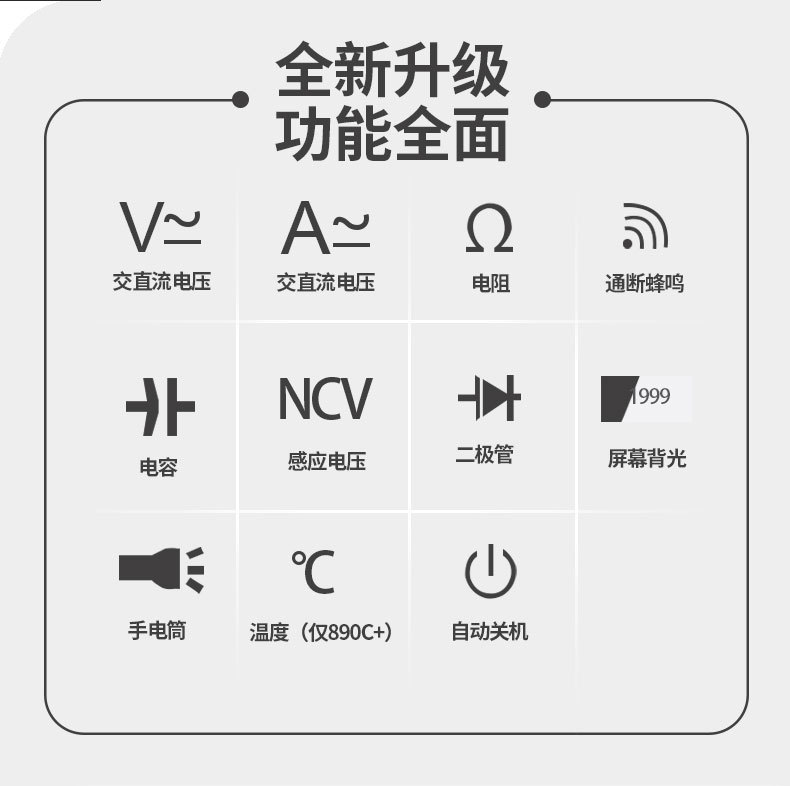 VC890D数字万用表新款智能防烧液晶显示屏高精度多功能仪器万能表详情2