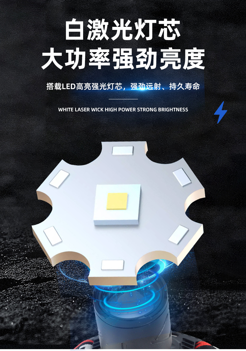 红色小头灯强光手电筒头灯Cob矿灯180g强光头灯详情3