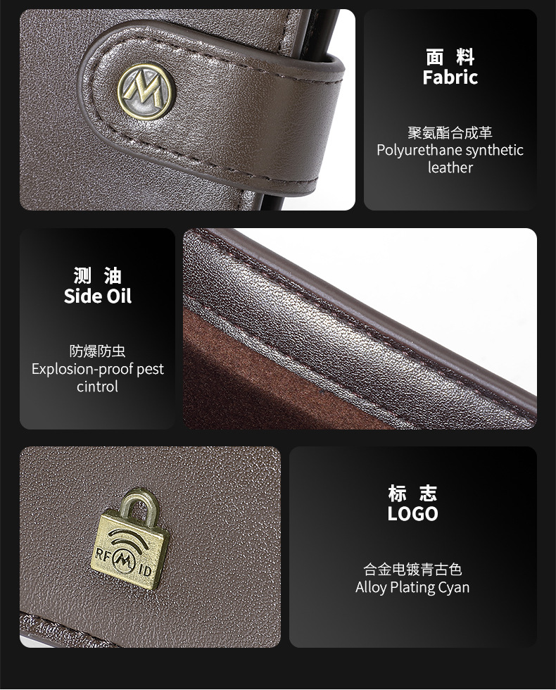 MANDU漫度男士钱包多卡位大容量卡片包 简约皮质卡包复古零钱包详情9