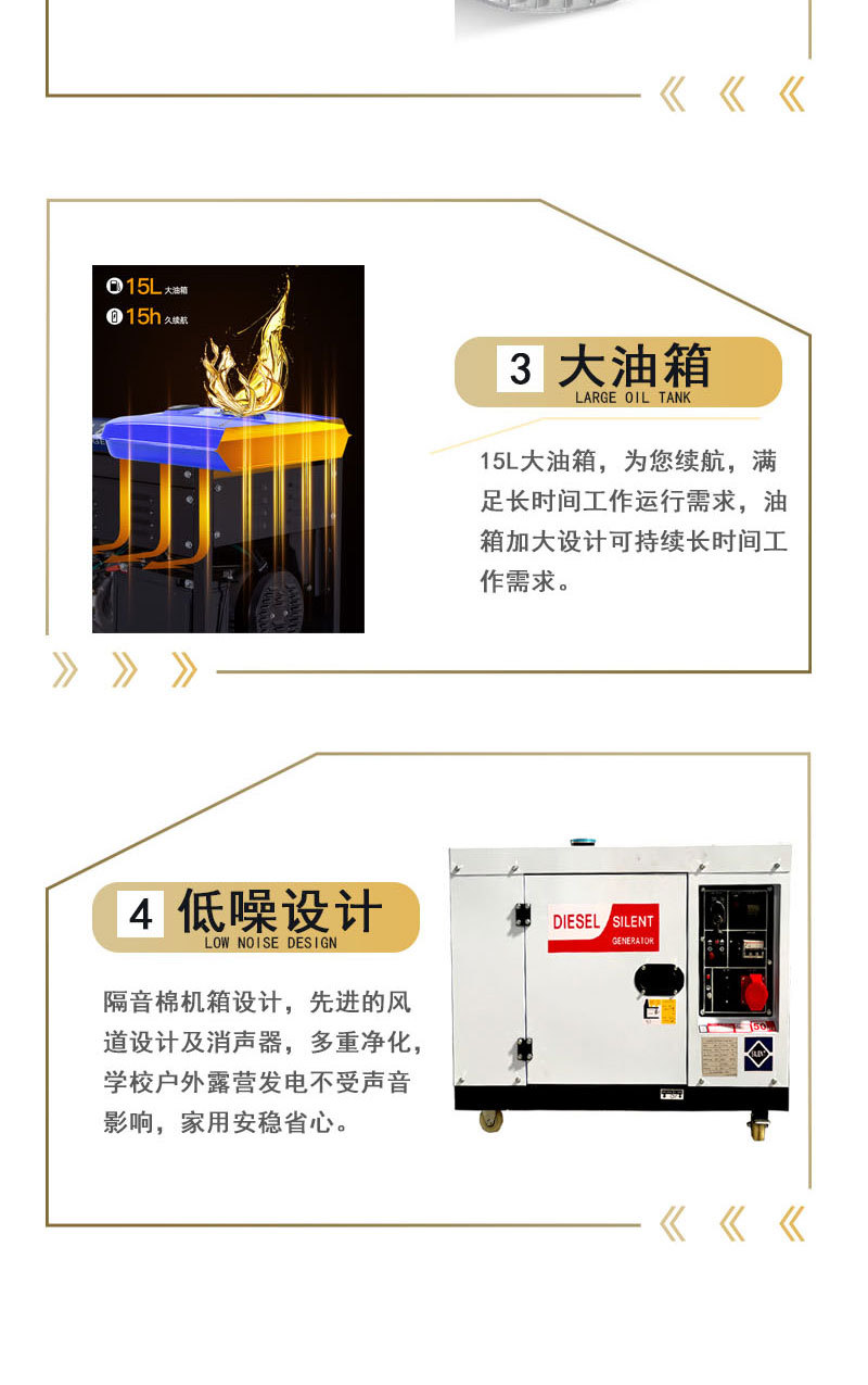 静音发电机组5kw小型家用ats单缸6 4KW千瓦移动三相380交流详情3