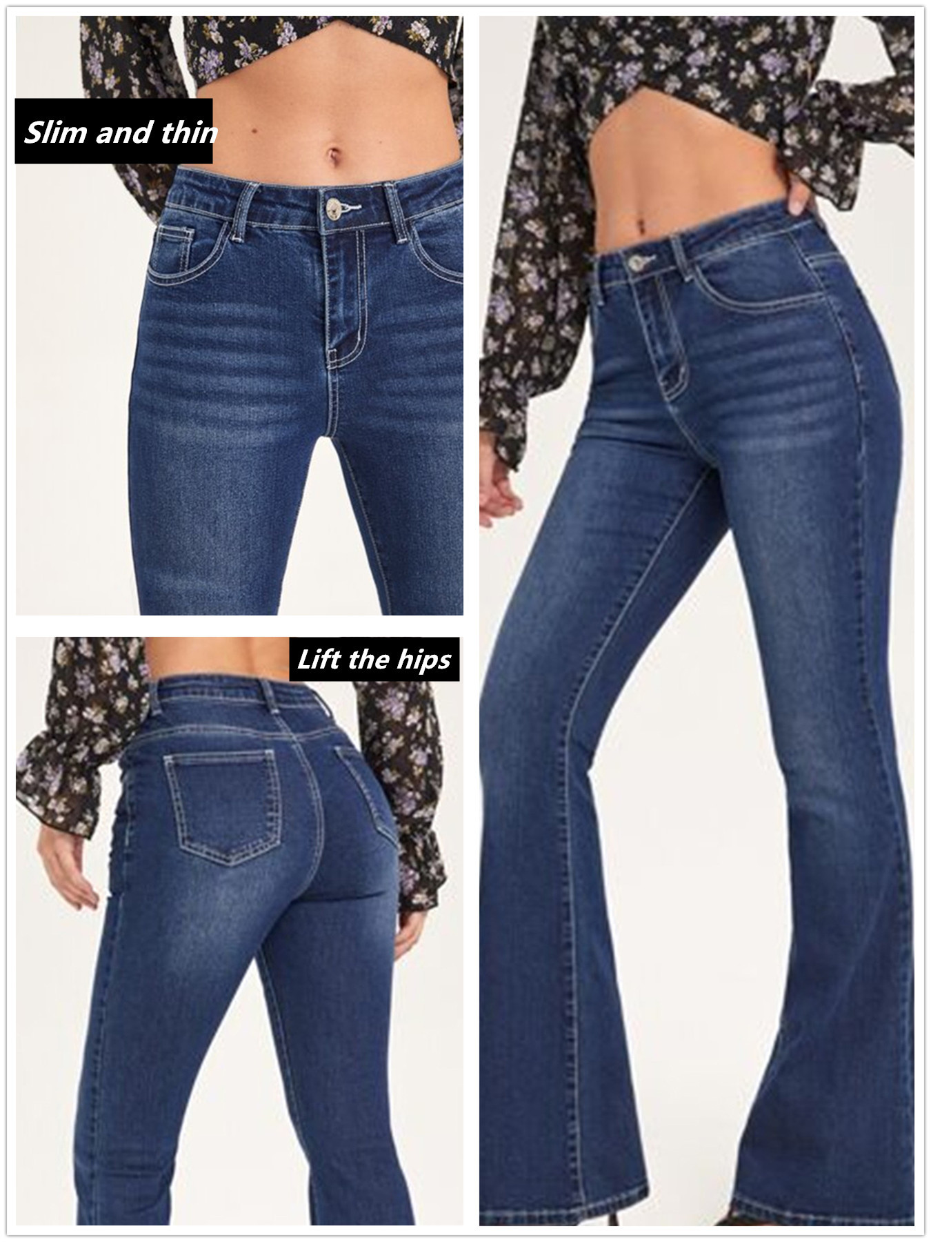 跨境亚马逊猫须牛仔长裤女喇叭裤2025新款简约舒适牛仔喇叭裤女详情7