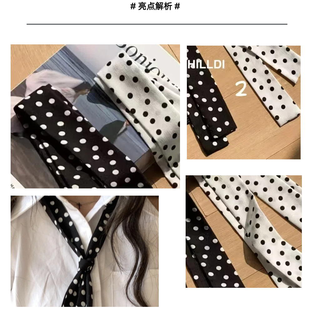 2025韩系波点长条丝巾系脖发带绑发女氛围感领巾春秋百搭护颈围巾详情2