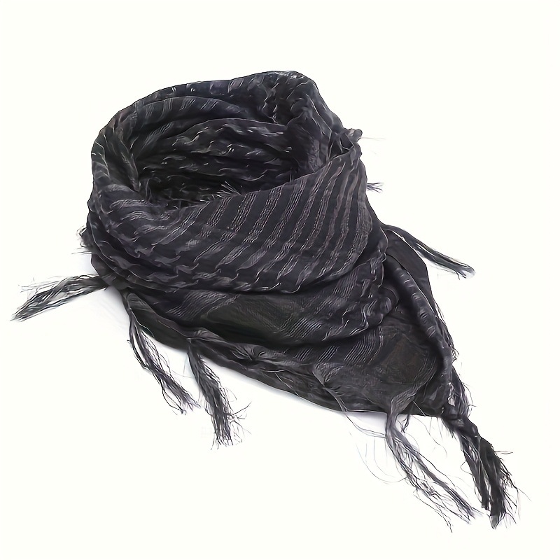 Cross-border best-selling desert tactical scarf, Arabian headscarf, black and white checkered square scarf, jacquard tassel scarf manufacturer pic 5
