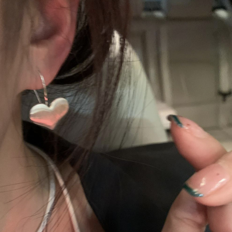 简约拉丝哑光爱心耳钉女2024新款爆款潮小众设计高级感冷淡风耳饰详情3
