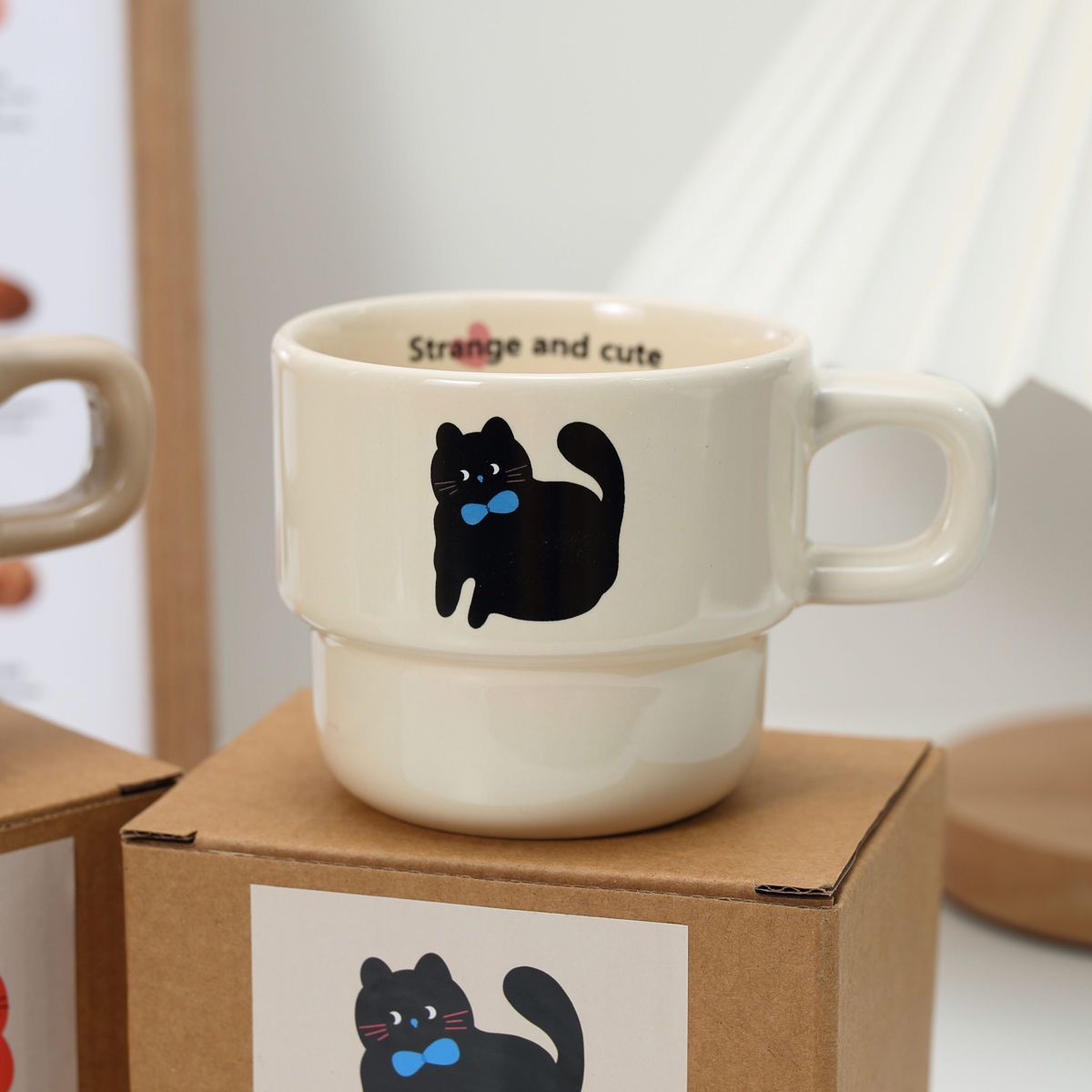 原创高颜值小狗叠叠可爱卡通陶瓷ins风咖啡杯情侣马克杯杯子早餐详情26