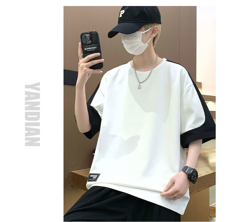 A large-sized short-sleeved T-shirt for men, a new summer 2024 half-sleeved base layer, is a trendy outfit for men on Instagram pic 20