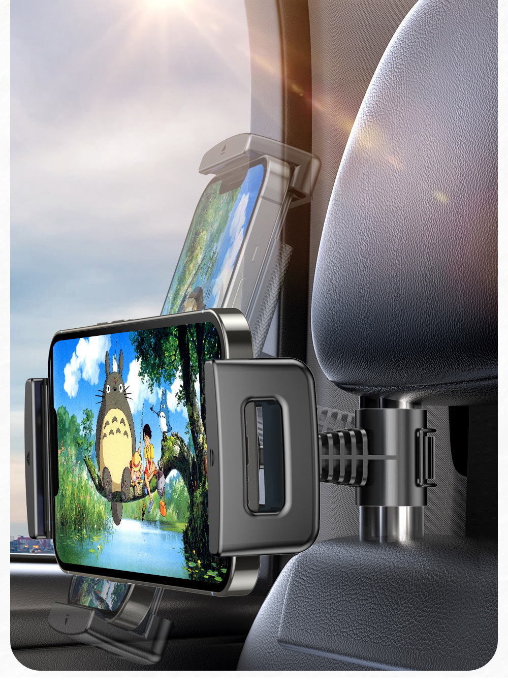 后排座椅手机支架 车后枕手机平板支架 大夹子