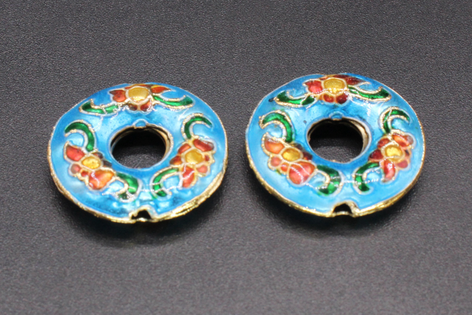 Traditional high-temperature enamel mechanism silver-blue ancient-style jewelry accessory, back cloud partition bead cloisonne 22mm peace pendant pic 4