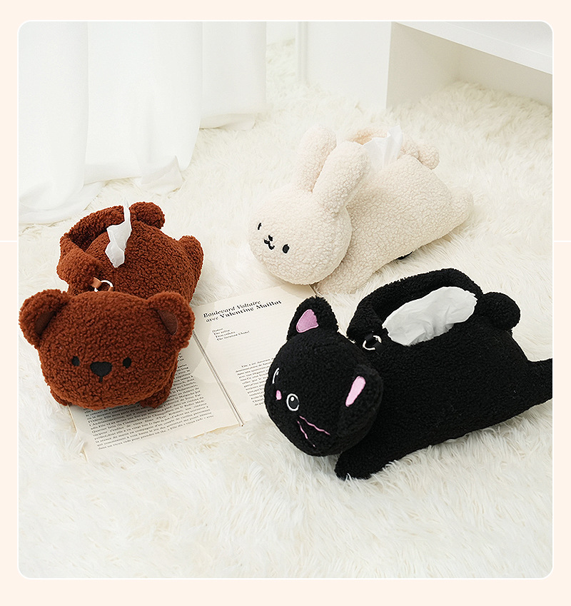 Original cute rabbit tissue box, bedroom and living room desktop decoration, tissue box, creative cartoon multi-functional tissue bag pic 16
