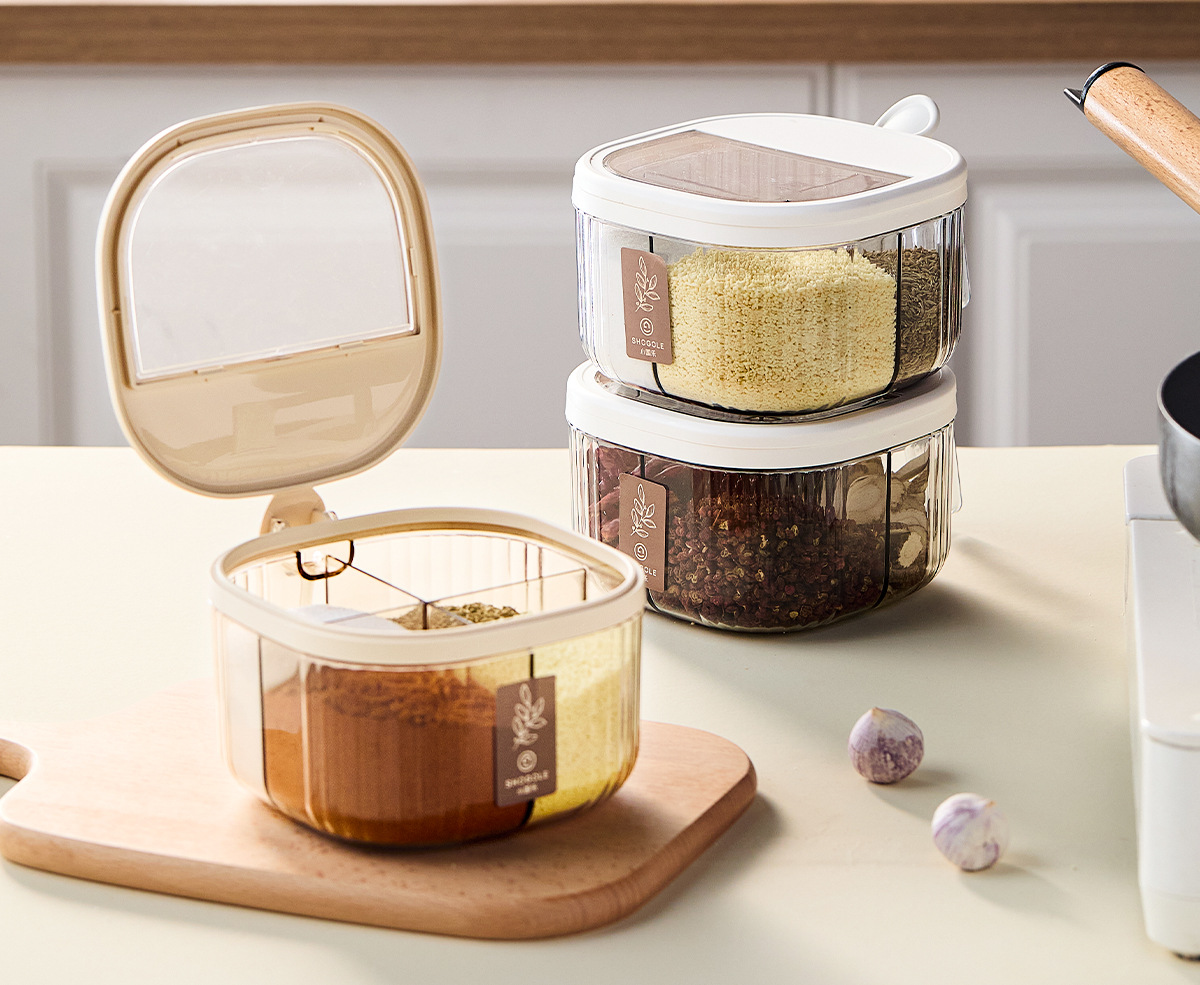 Seasoning box combination set, multi-compartment integrated kitchen household seasoning jar, high-end new type storage seasoning jar for salt and monosodium glutamate pic 3