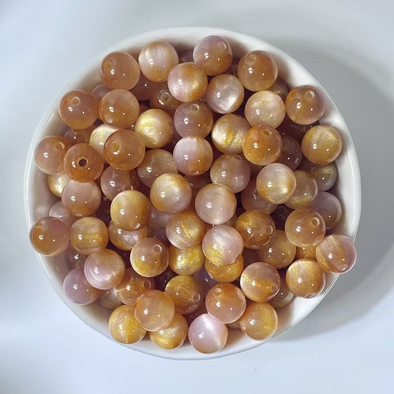 国风油画系列鎏金圆珠树脂珠子diy手工圆珠散珠手链串珠饰品配件详情9